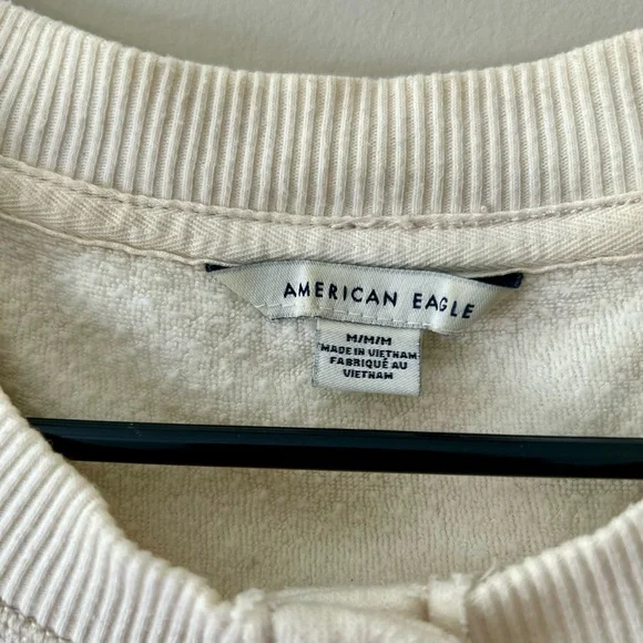 American Eagle Outfitters Off-White Ribbed Collar Sweatshirt - Picture 3 of 4